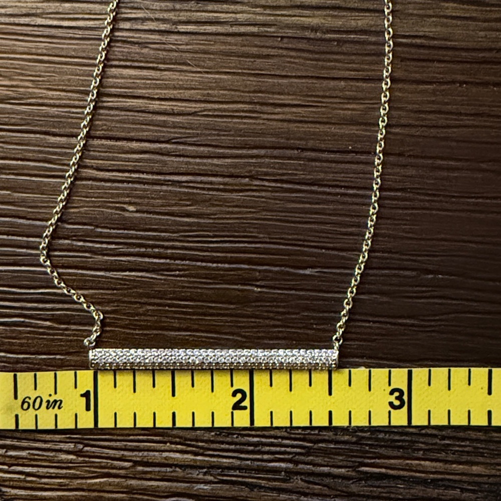 Express Rose Gold Tone Crystal Bar Necklace - Picture 6 of 10